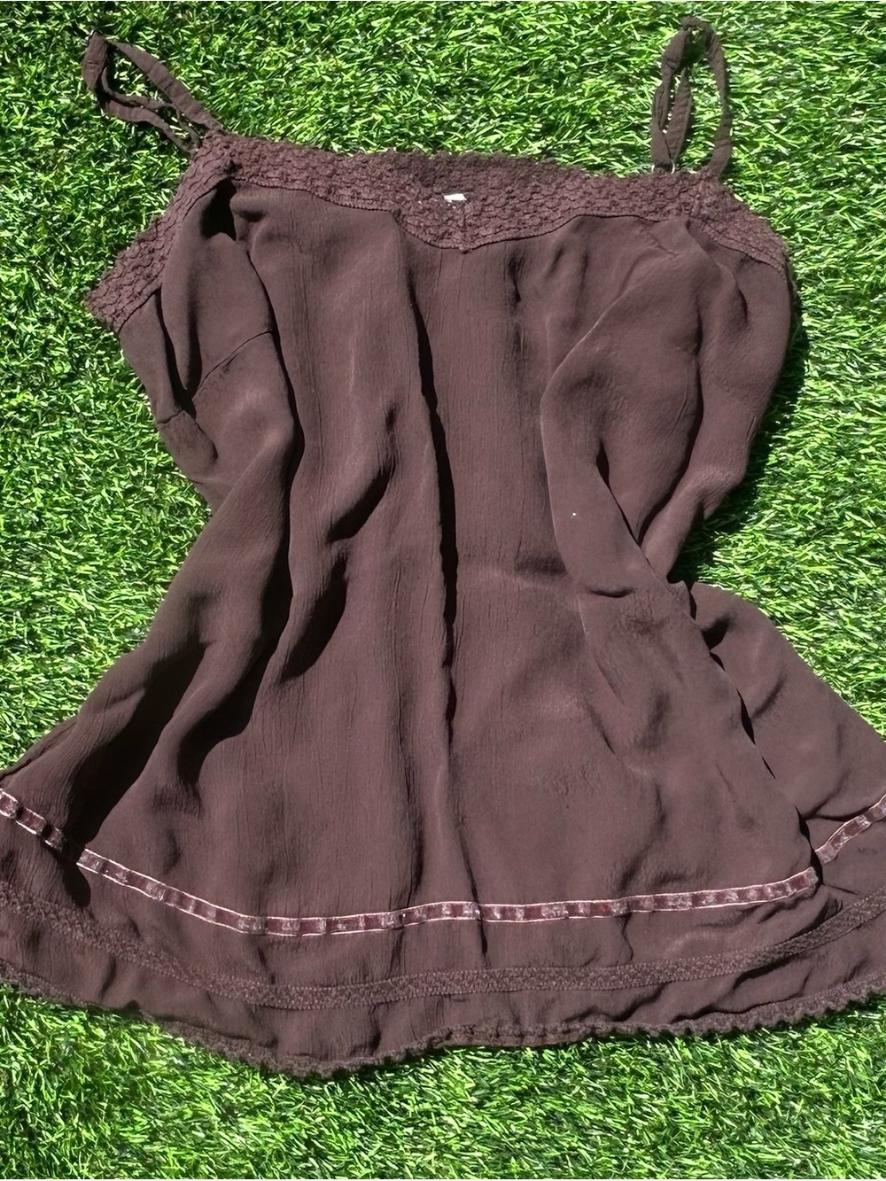 Faded Glory Chocolate Brown Lace-Trim Camisole